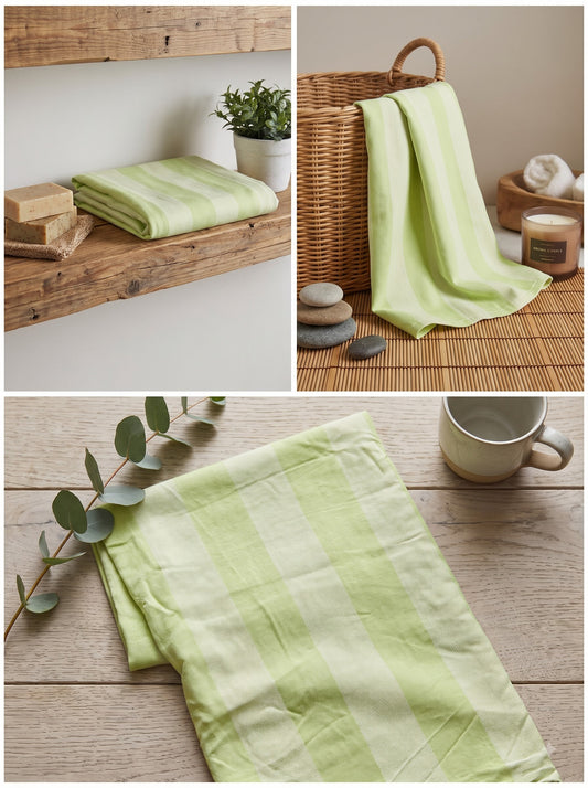Light Green Striped Bamboo Towel