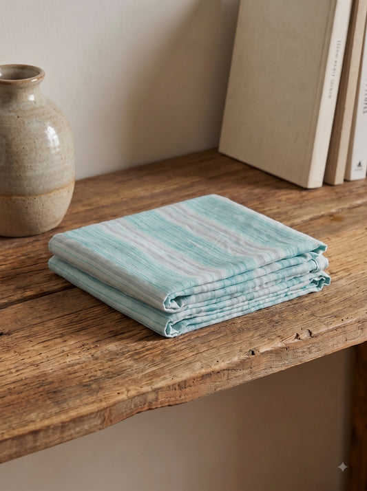 Aqua Striped Bamboo Towel