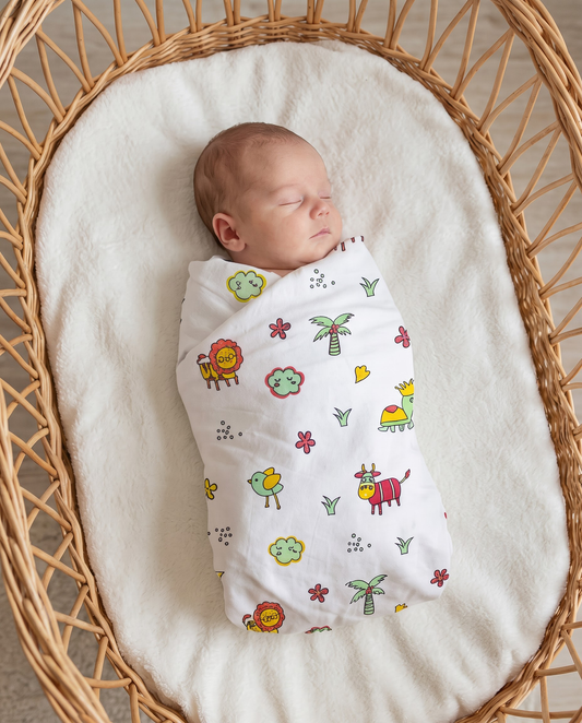 Jungle Animals Muslin Swaddle Towel