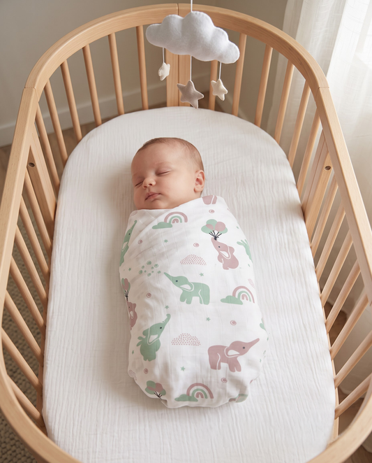 Elephant Rainbow Muslin Swaddle Towel
