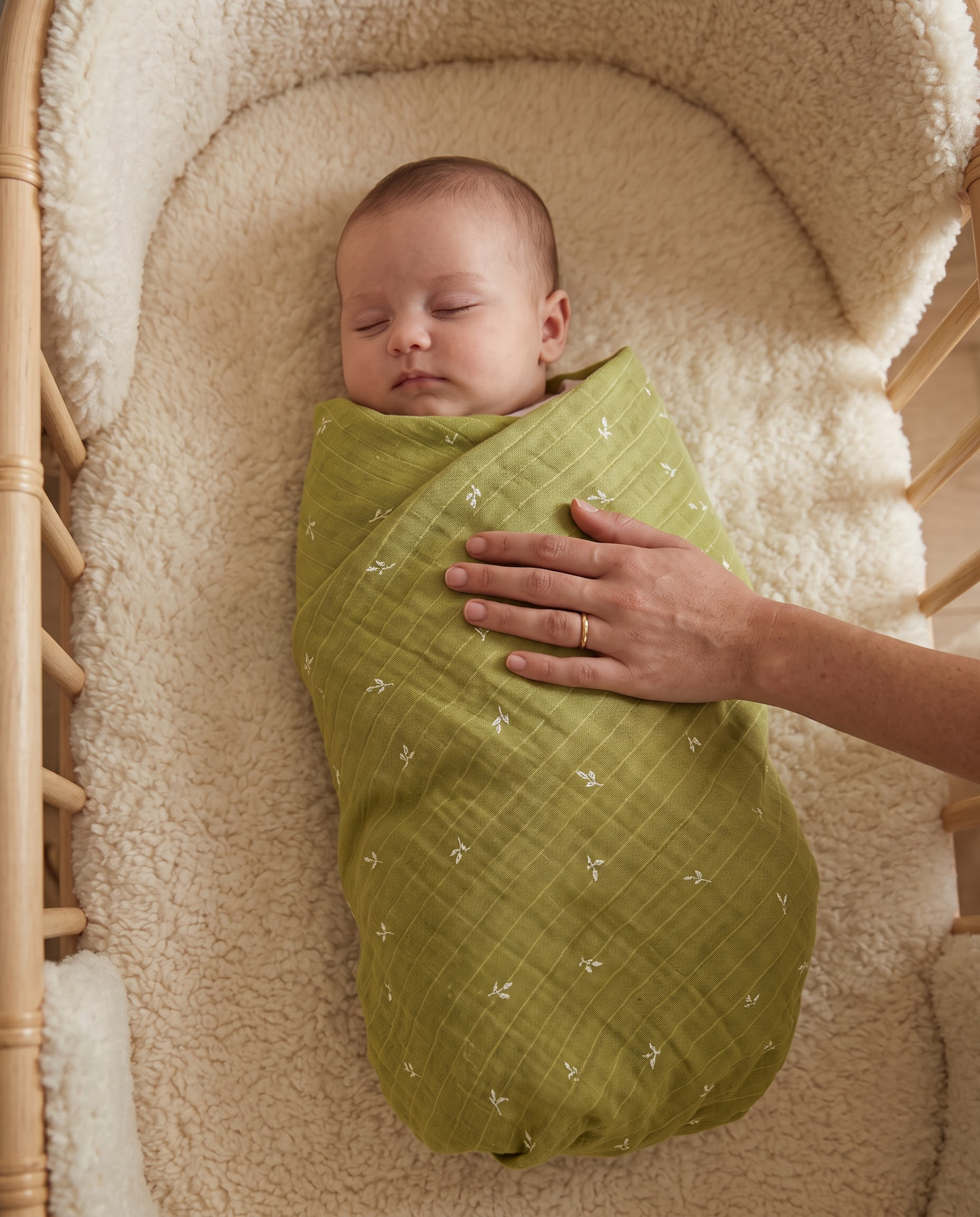 Olive Leaf Muslin Swaddle Towel