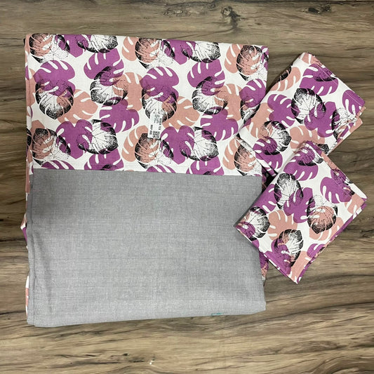 King Size Border Bedspread Floral Flower Grey Border