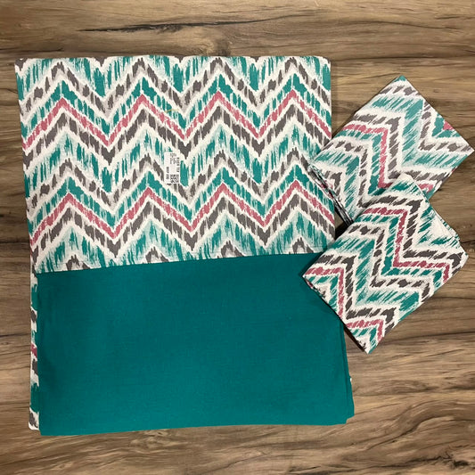 King Size Border Bedspread Chevron Pattern Teal Border