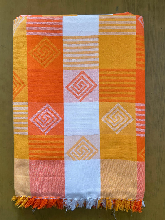 Mustard & Orange Checked Print Jacquard Blankets