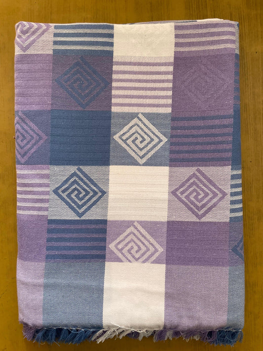 Blue & Purple Checked Print Jacquard Blankets