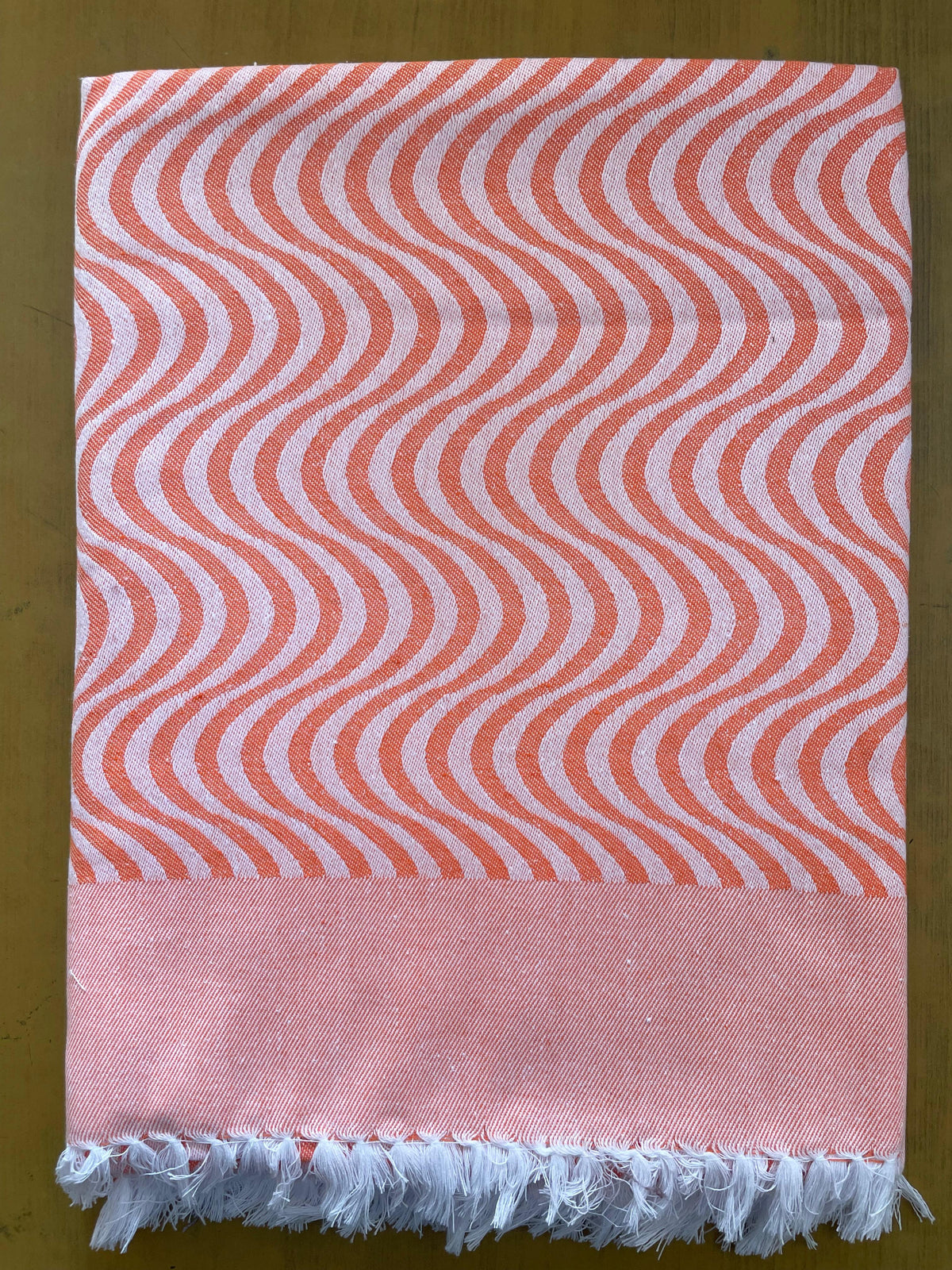 Orange Base Zig Zag Print Jacquard Blankets