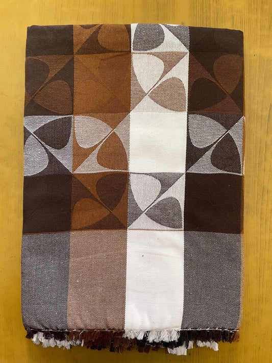 Brown Base Floral Print Jacquard Blankets