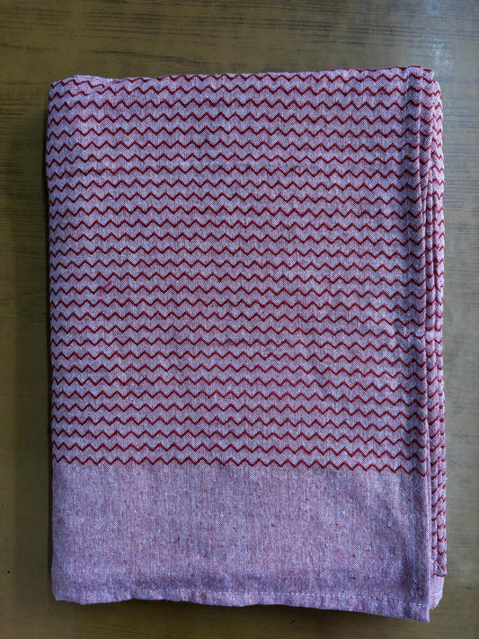 Light Maroon Zig Zag Print Single Cot Bedsheet