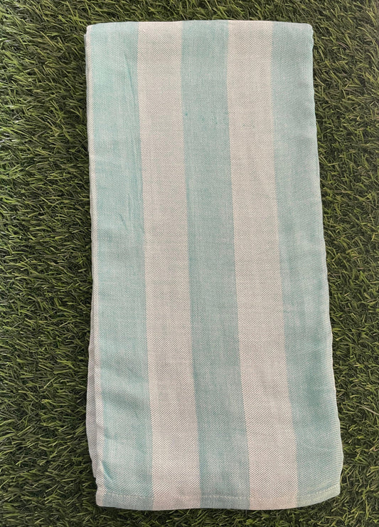 Aqua Green Stripe Print Bamboo Towel