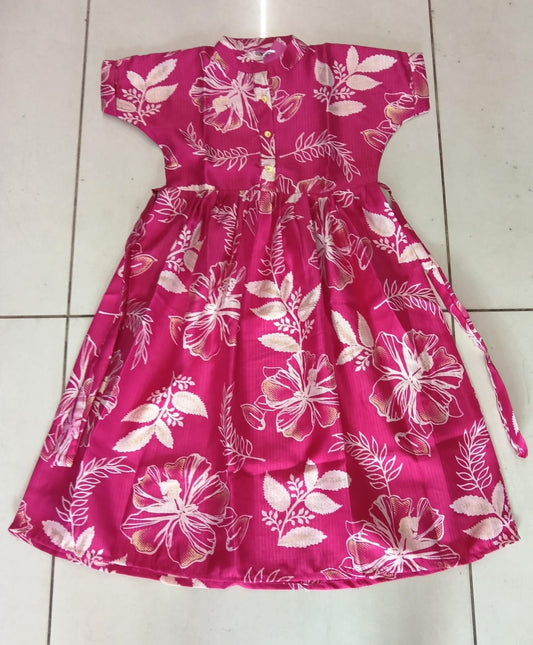 Magenta Floral Kids Dress