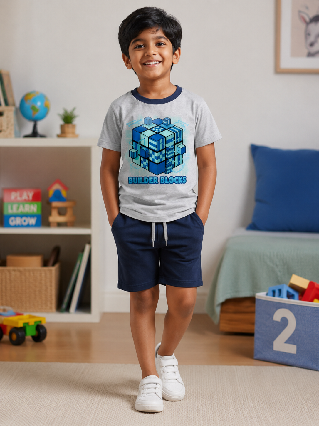 Builder Blocks | Kids Printed Tee and Short