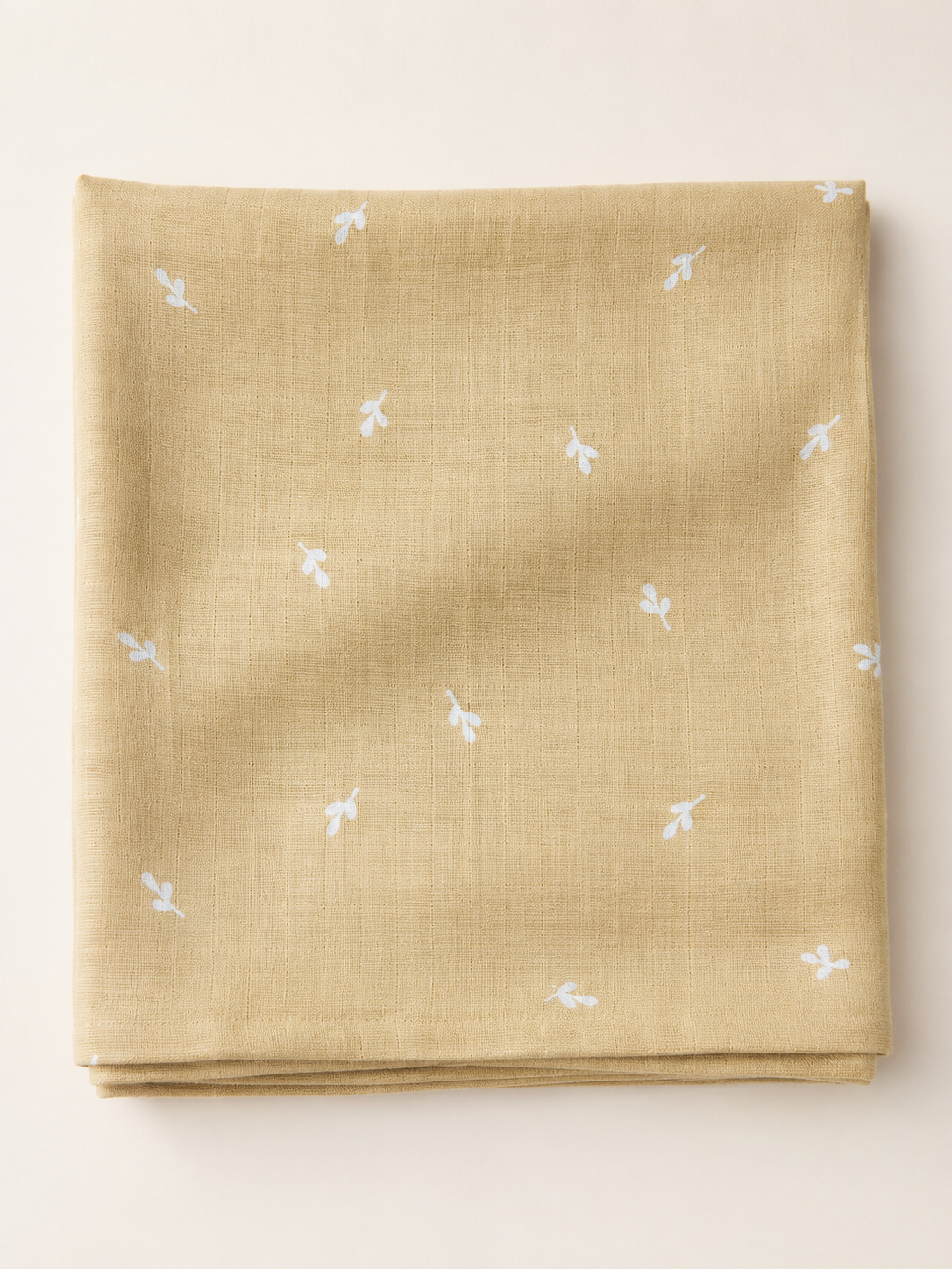 Beige Leaf Muslin Swaddle Towel