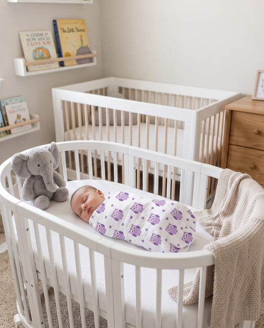 Purple Owl Muslin Swaddle Towel