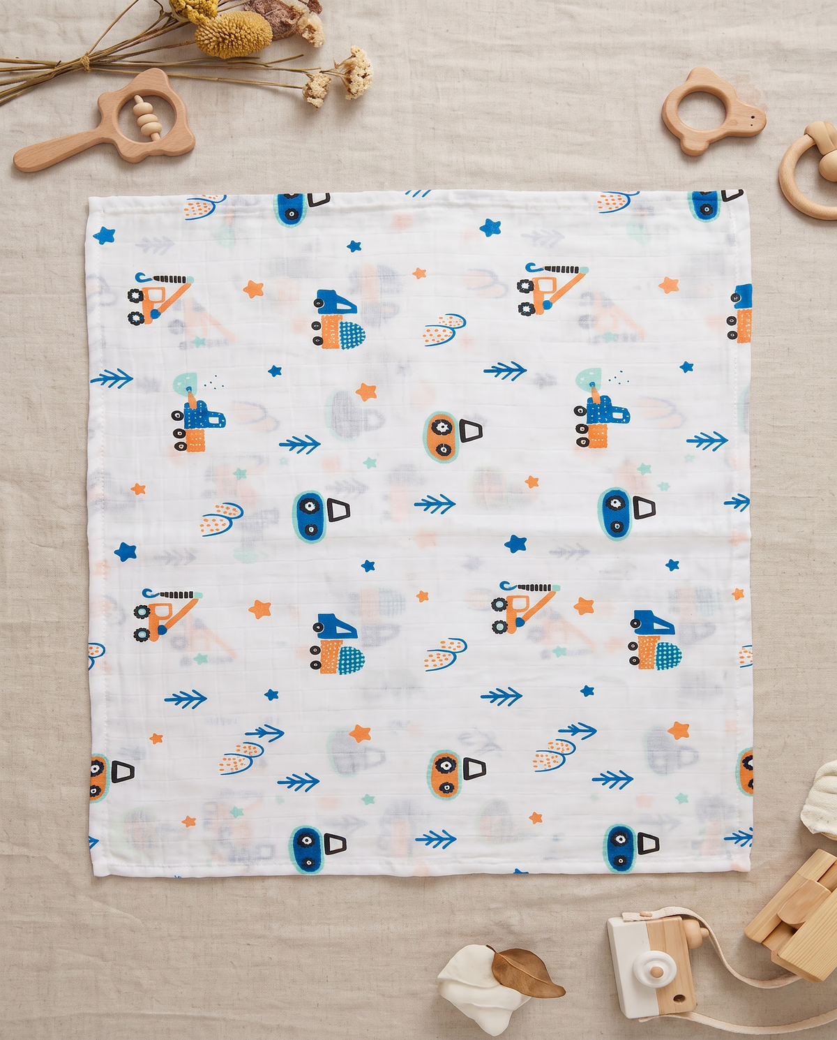 Construction Vehicles Muslin Swaddle Towel