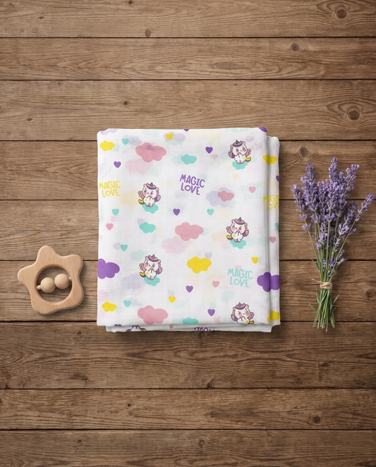 Magic Love Unicorn Muslin Swaddle Towel