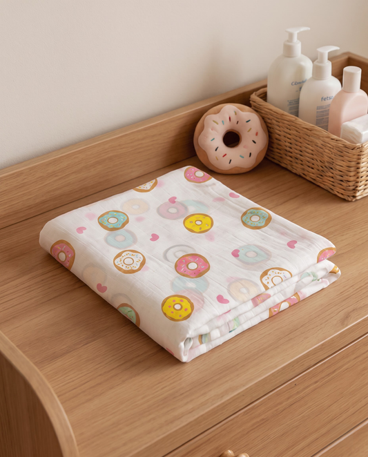 Donut Heart Muslin Swaddle Towel