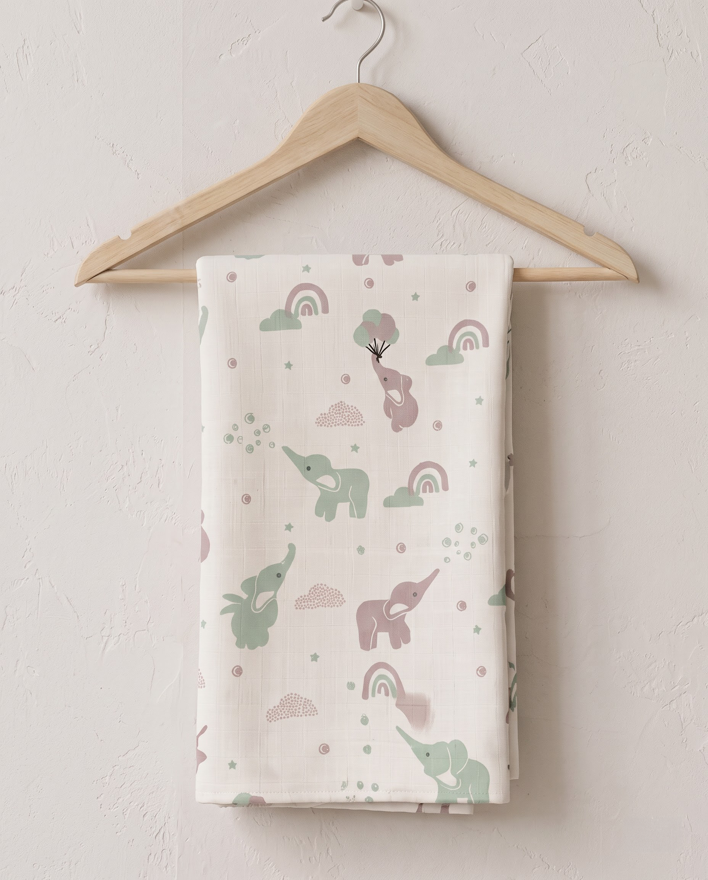 Elephant Rainbow Muslin Swaddle Towel