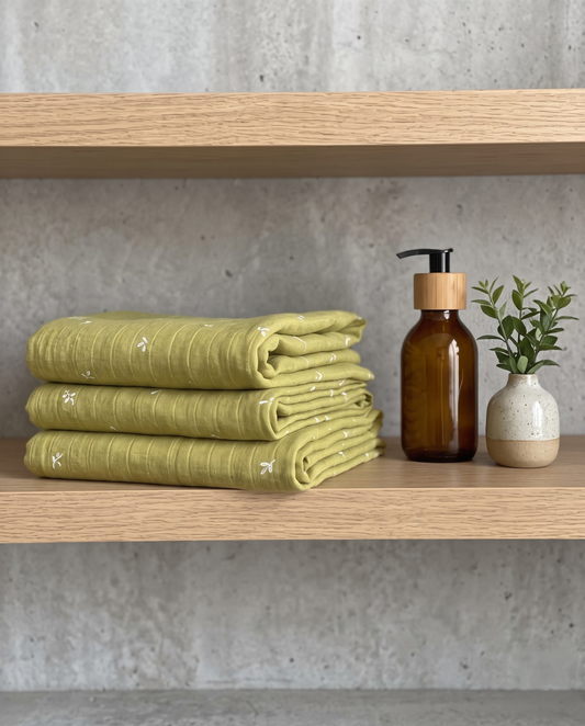 Olive Leaf Muslin Swaddle Towel