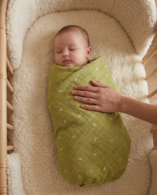Olive Leaf Muslin Swaddle Towel