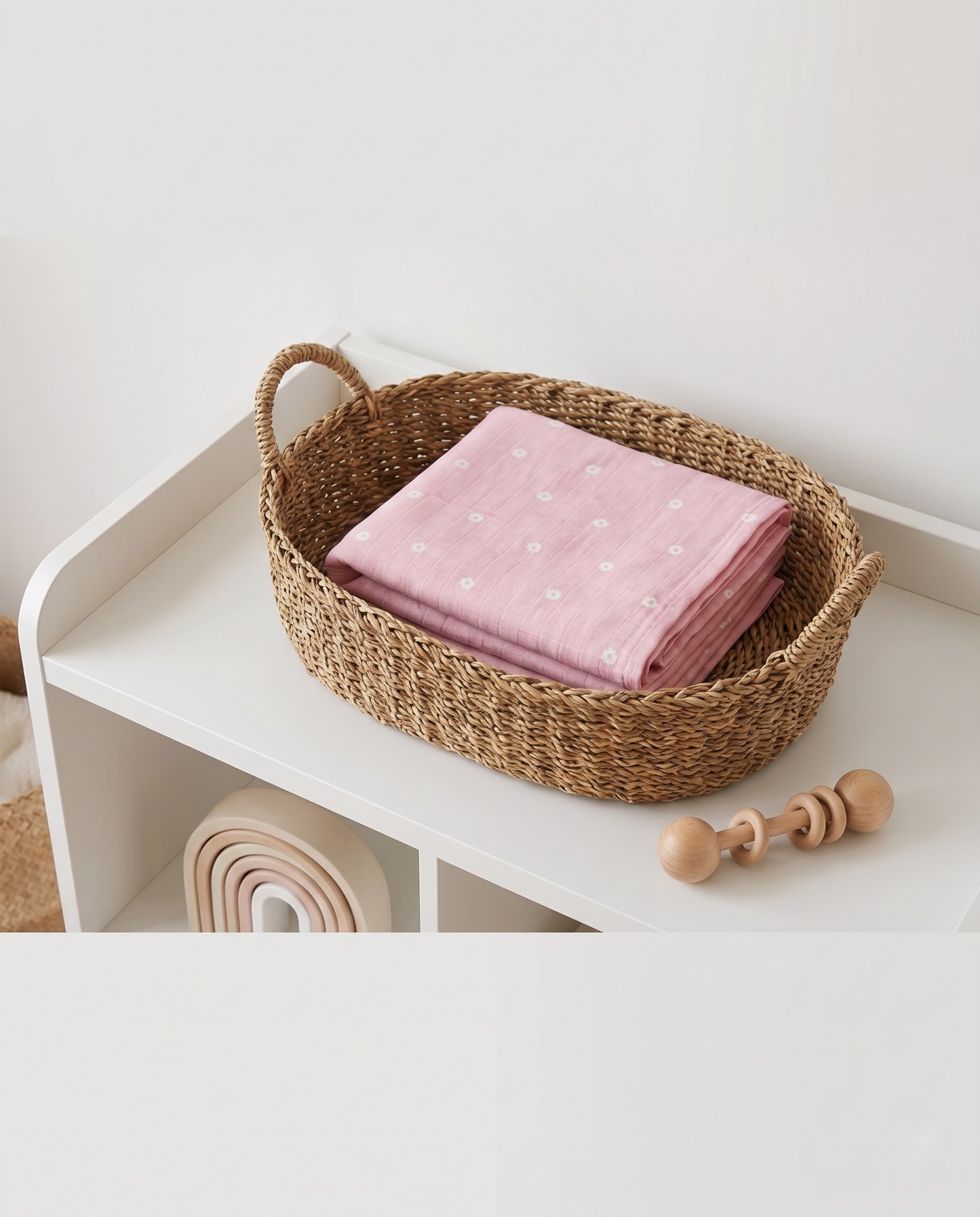 Pink Floral Muslin Swaddle Towel