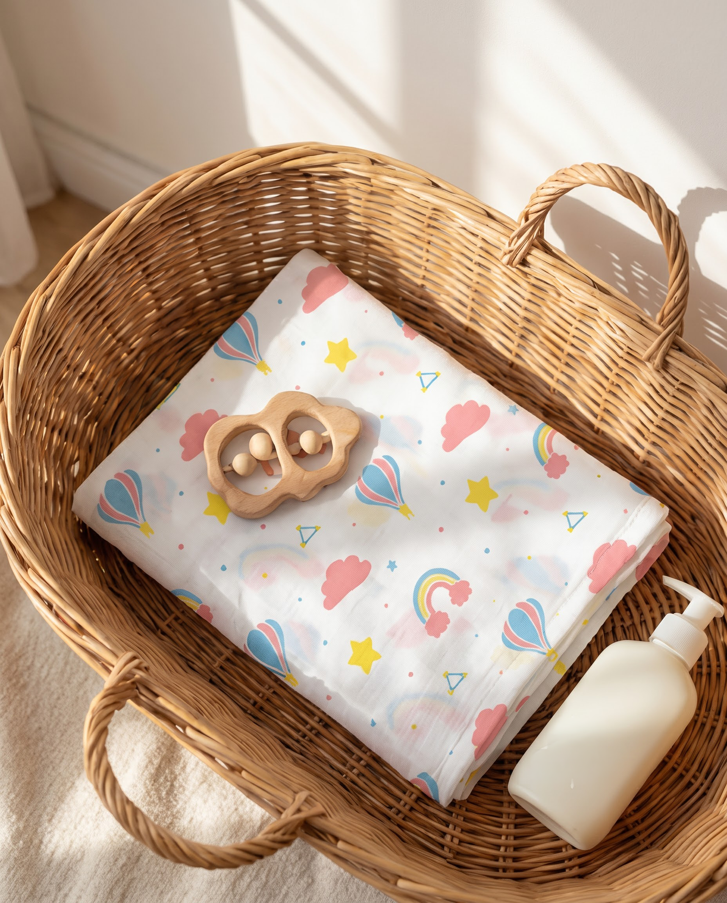 Rainbow Balloon Muslin Swaddle Towel
