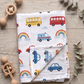 Cars Bus Rainbow Muslin Swaddle Towel