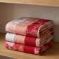 Red Base Floral Print Jacquard Blankets
