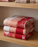 Red Base Floral Print Jacquard Blankets