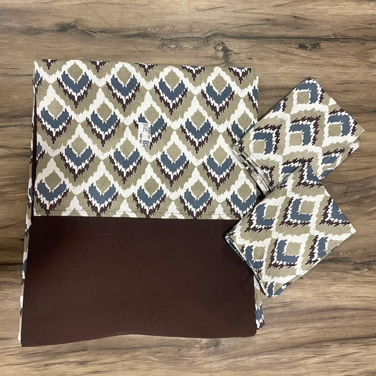 King Size Border Bedspread Patterned Fabric With Brown Border