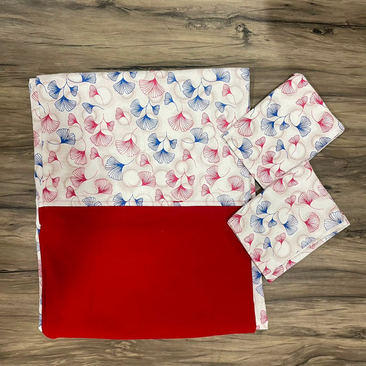King Size Border Bedspread Floral Patterned Fabric With Red Border