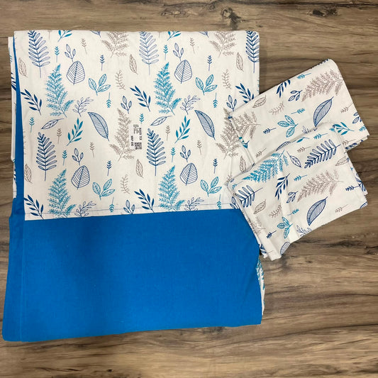 King Size Border Bedspread Leaf Blue Border