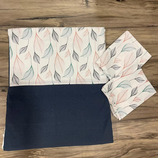 King Size Border Bedspread Leaf Fabric Swatches With Solid Color