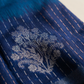 Blue Floral Jacquard Saree fabric detail