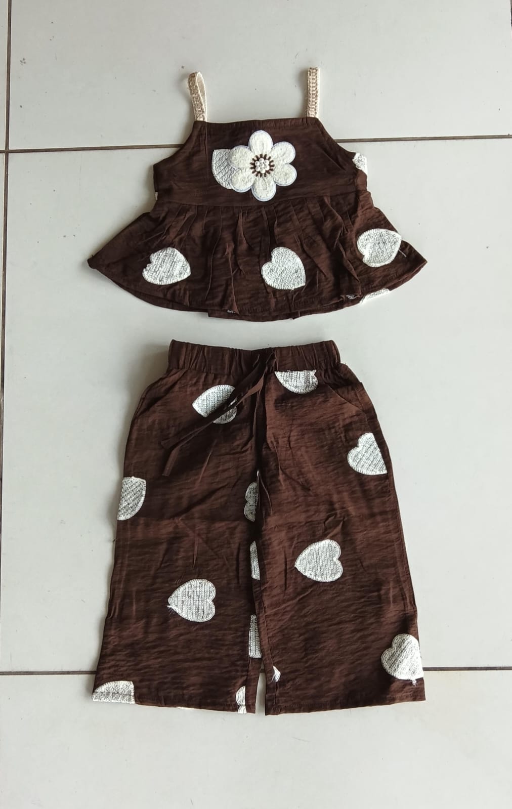 Brown Heart Top Pant Set