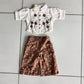 Cream Brown Floral Shirt Pant Set