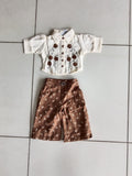 Cream Brown Floral Shirt Pant Set