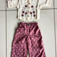Cream Maroon Floral Shirt Pant Set
