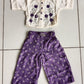 Cream Purple Floral Shirt Pant Set
