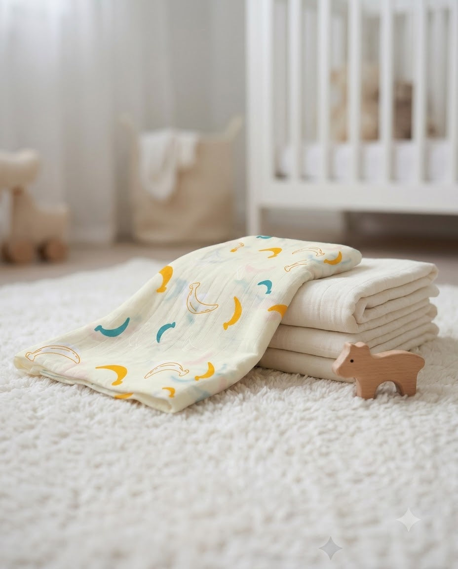 Banana Print Muslin Swaddle Towel