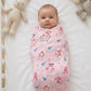 Pink Owl and Bunny Muslin Swaddle Towel