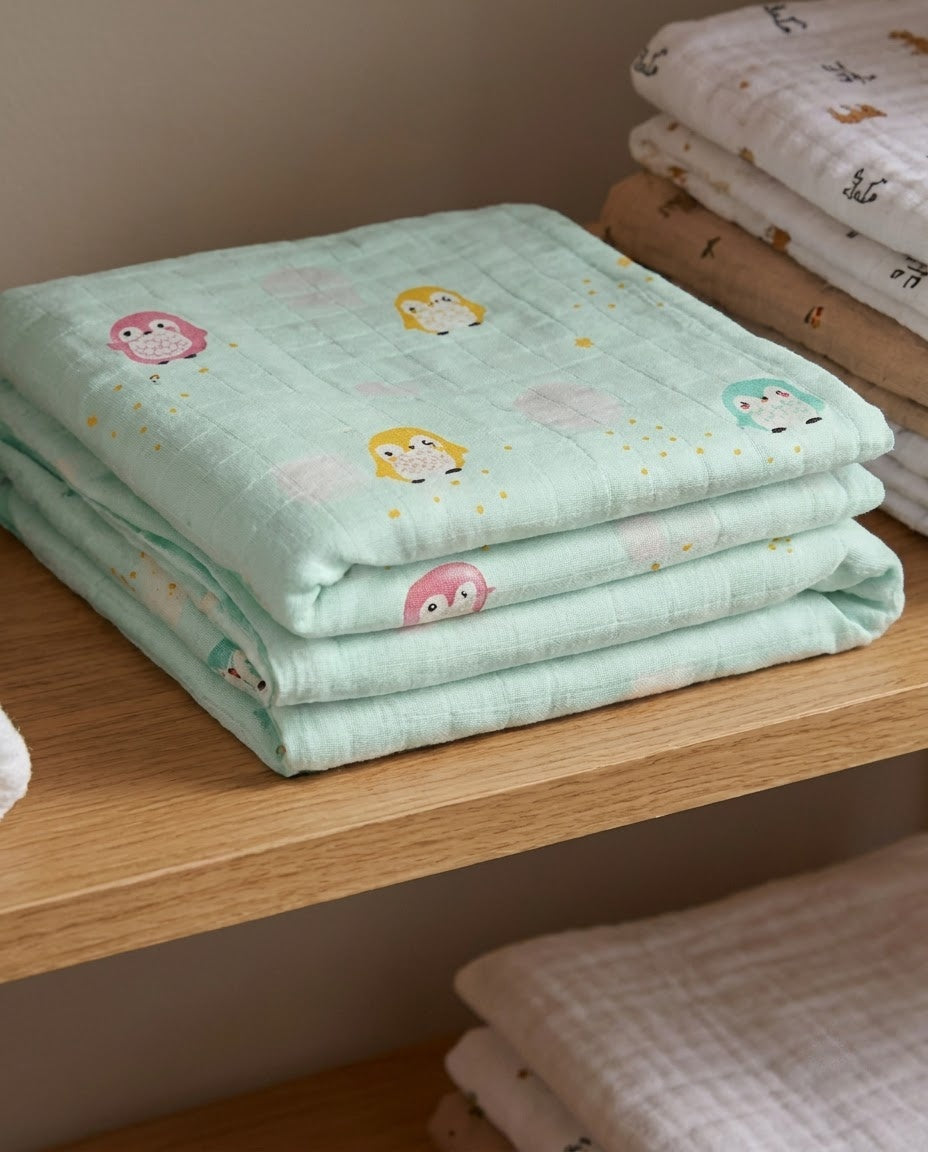 Penguin Muslin Swaddle Towel
