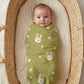 Olive Bunny Heart Muslin Swaddle Towel