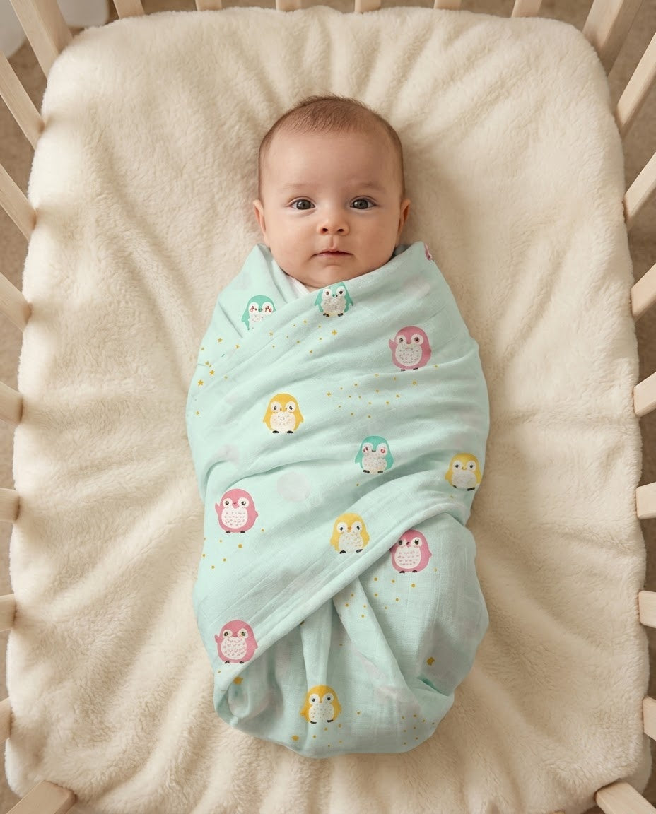 Penguin Muslin Swaddle Towel