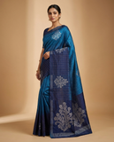 Blue Floral Jacquard Saree