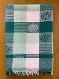 White & Dark Green Chakra Print Jacquard Blankets