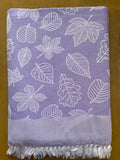 Lavender Base Leaf Print Jacquard Blankets