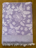 Lavender Base Flower Print Jacquard Blankets