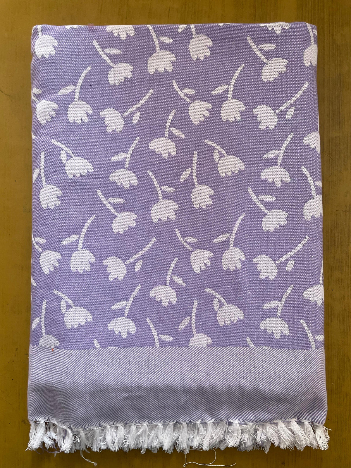 Lavender Base Lotus Print Jacquard Blankets