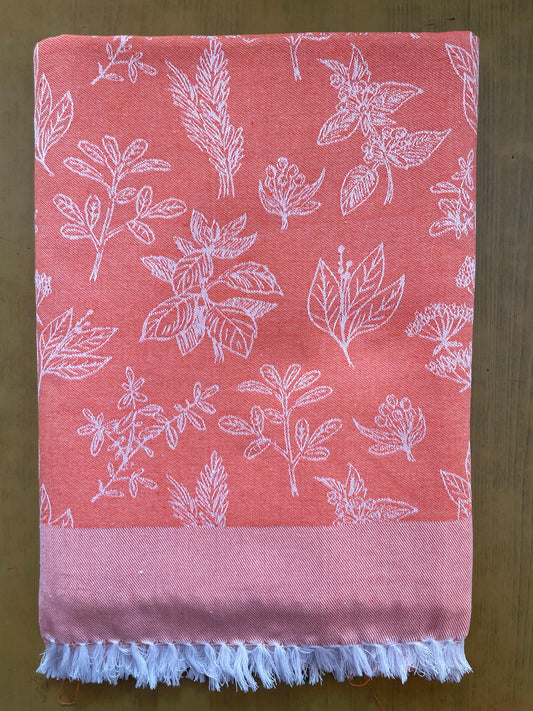 Orange Base Garden Print Jacquard Blankets