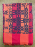 Red Orange Cross Leaves Print Jacquard Blankets